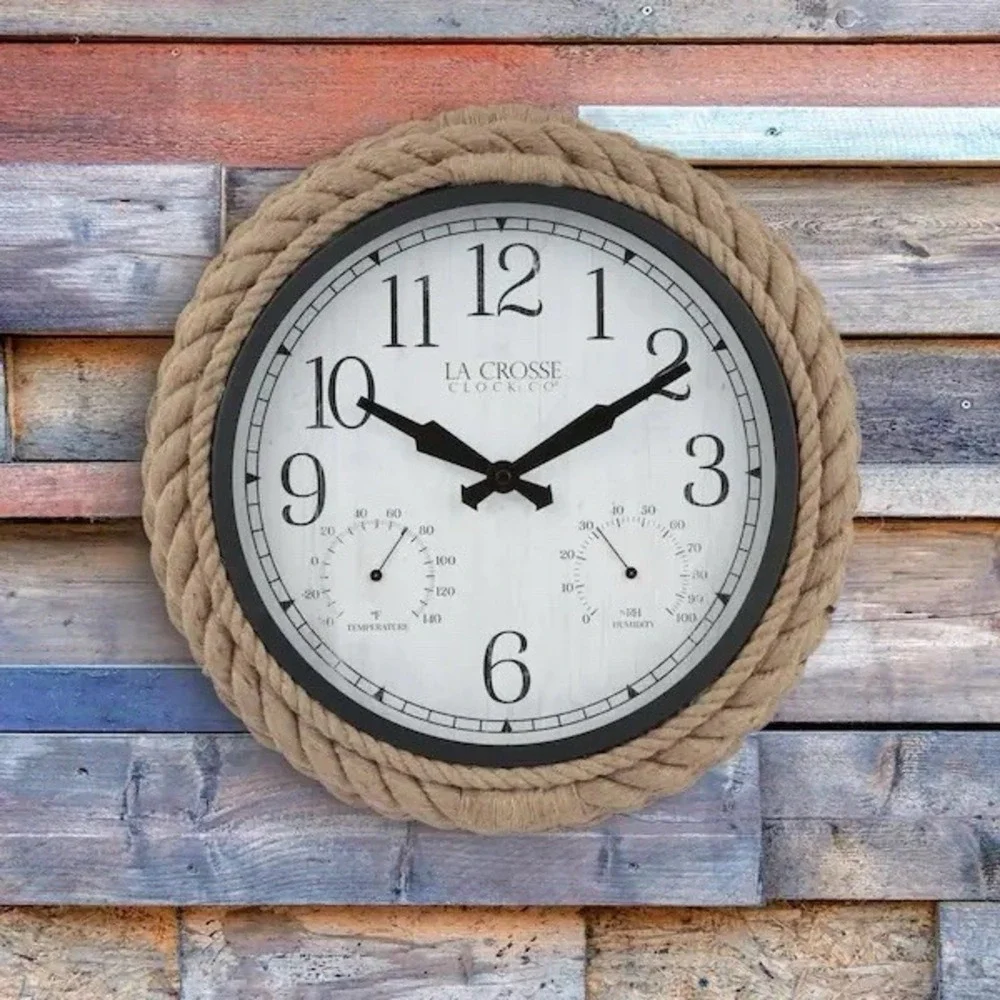 La Crosse Clock 433-3836 14-Inch Rowan Indoor/Outdoor Rope Analog Quartz Wall Cl